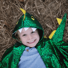 Load image into Gallery viewer, Toddler Dragon Cape Green Metallic