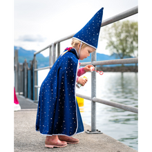 Load image into Gallery viewer, Blue Sparkle Wizard Cape & Hat
