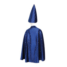 Load image into Gallery viewer, Blue Sparkle Wizard Cape & Hat
