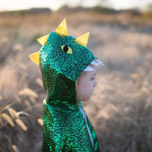 Load image into Gallery viewer, Toddler Dragon Cape Green Metallic