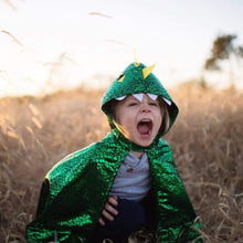 Load image into Gallery viewer, Toddler Dragon Cape Green Metallic