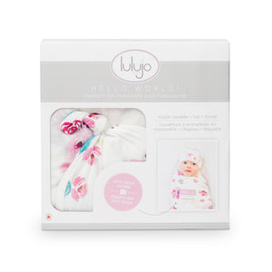 Lulujo - Hello World Blanket & Knotted Hat - Posies