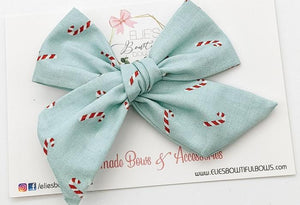 Candy Cane Elie Bow - 5" - Nylon Headband