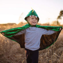Load image into Gallery viewer, Toddler Dragon Cape Green Metallic