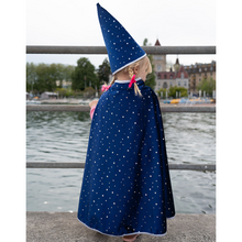 Load image into Gallery viewer, Blue Sparkle Wizard Cape &amp; Hat